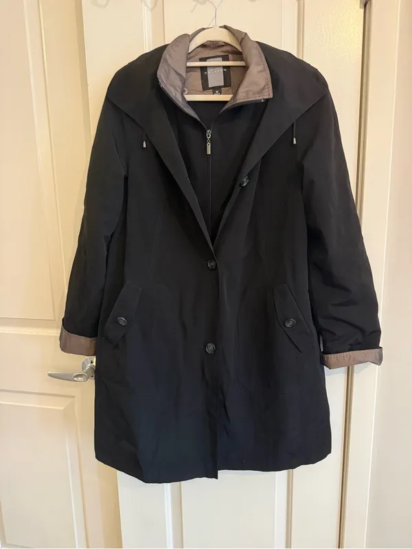 Miss Gallery Black Hooded Coat Jacket Medium Removable Button-In Liner - Image 2