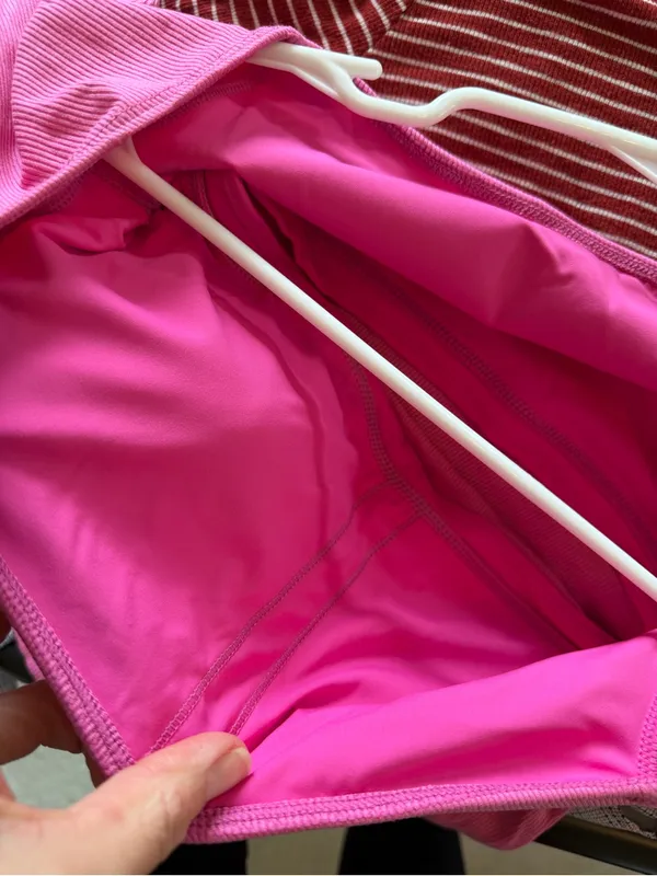 NWT Halara Pink Ribbed Square Neck Long Sleeve Built-In Bra Top M‎ - Image 3