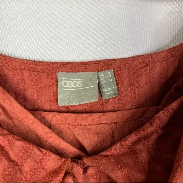 ASOS Dark Orange Button Front Ruffle‎ Mini Dress 0 - Image 4
