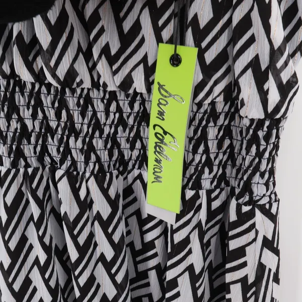 Sam Edelman Geo Mock‎ Neck Smock Waist Midi Dress Womens Size 4 Black White NWT - Image 2