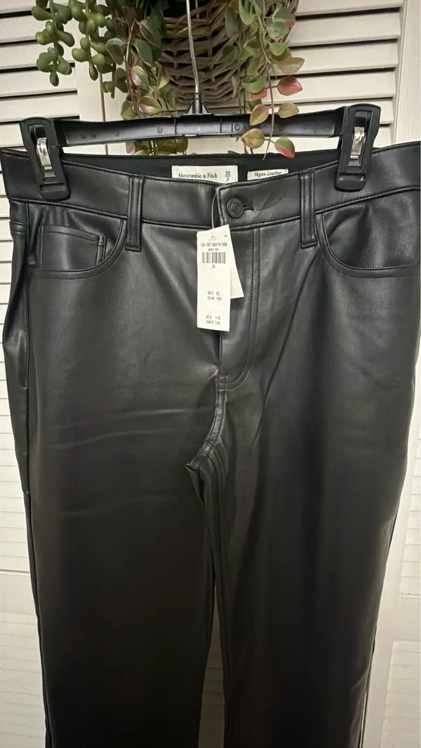 Abercrombie & Fitch Black Vegan Leather Pants - Image 3