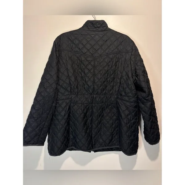 Lucky Brand Black Quilted Jacket Full Button + Snaps Pockets Lined Size XXL - Image 3