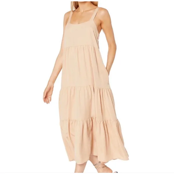 The Drop Beige Brit Tiered Ankle Maxi Tent Dress Size L Ginger, NWT - Image 4