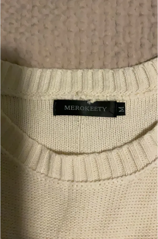Merokeety Cream Knit Sweater - Image 3