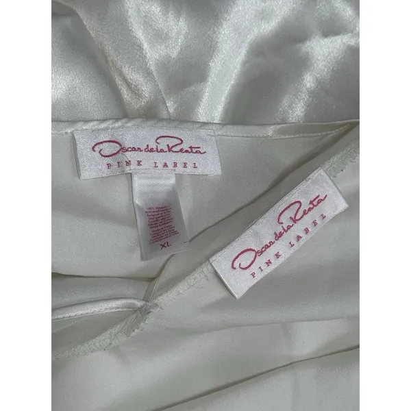 Oscar de la Renta Pink Label Women XL Satin Nightgown Long Robe Set Ivory Bridal - Image 14