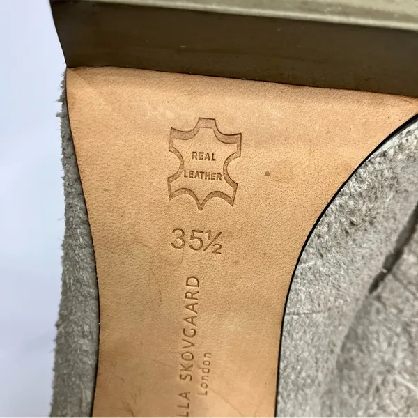 Camilla Scovgaard tan suede leather‎ platform stiletto Heels size 35.5 - Image 8