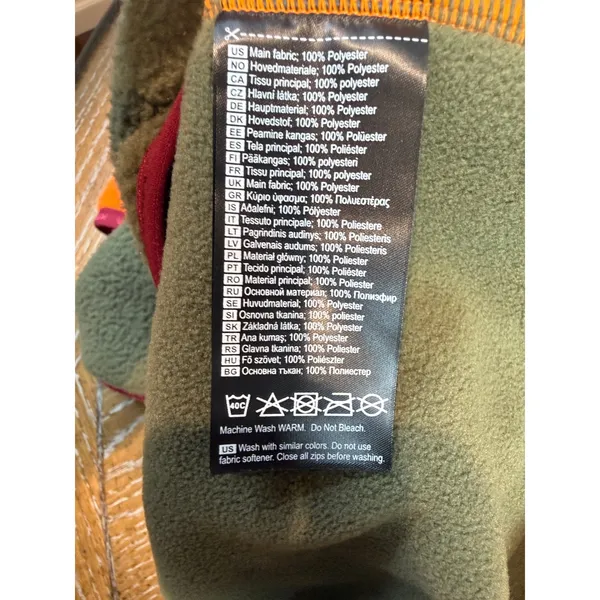 Kari Traa NWT Ane Midlayer Vest Size XL Orange Olive Green Colorblock Fleece - Image 5