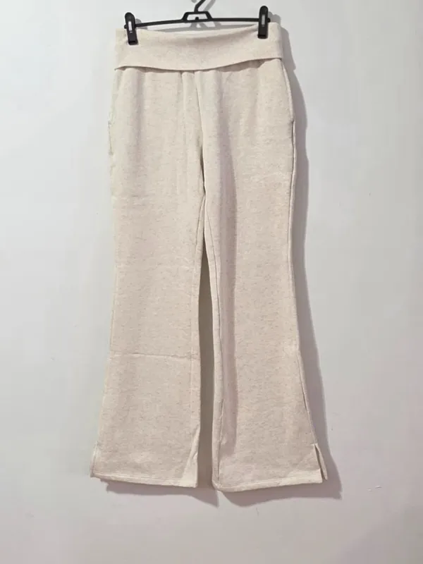 VS PINK Campus Fleece Foldover Flare Sweatpants - Natural Heather - Size S/R - Image 2