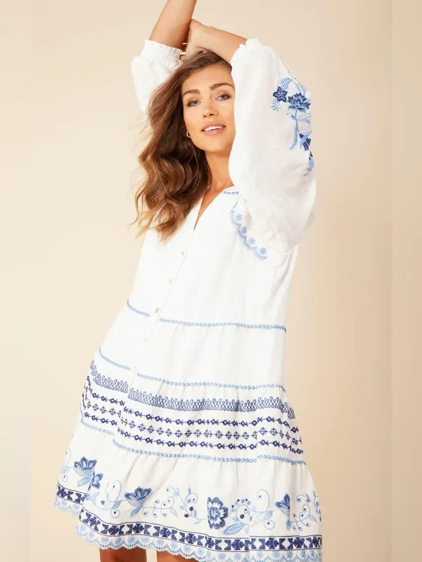 Hale‎ Bob Venice Embroidered Linen Dress Medium NWT - Image 2
