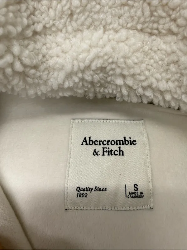 Abercrombie & Fitch Sherpa Quilted Jacket‎ Button Down Olive Green Teddy S - Image 4