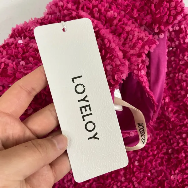 NEW Loyeloy women's pink sequins one shoulder cutout strap bodycon‎ mini dress - Image 10