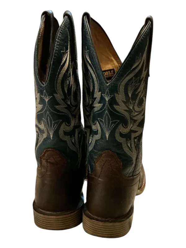 Noble Outfitters Women's All-Around Square Toe Western Boots Teal Blue Brown Leather Size 7.5R VP - Image 4