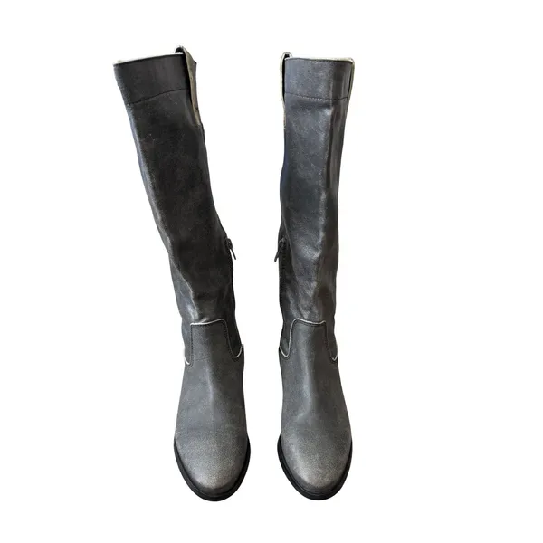 Steve Madden Bryson Distressed Grey Leather Tall Knee High Boots Size 6.5 NEW - Image 3