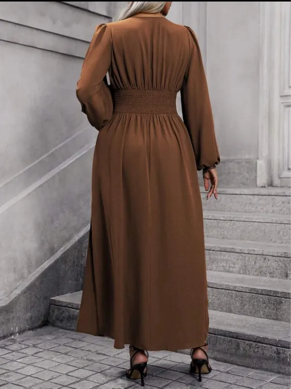 SheIn 1x long chocolate, brown, long sleeve, maxi dress with slit on both sides - Image 2