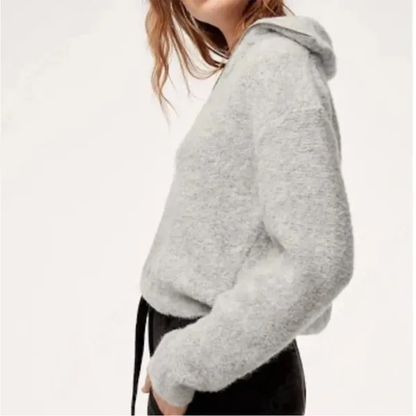 Aritzia Wilfred‎ Gwyneth Alpaca Wool Crop Quarter Zip Sweater O Ring Size XXS - Image 3