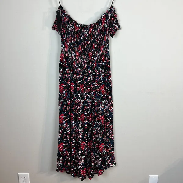 Lulu's‎ Maxi Dress XL Black Floral Off the Shoulder Maxi Side Slits Romantic New - Image 9