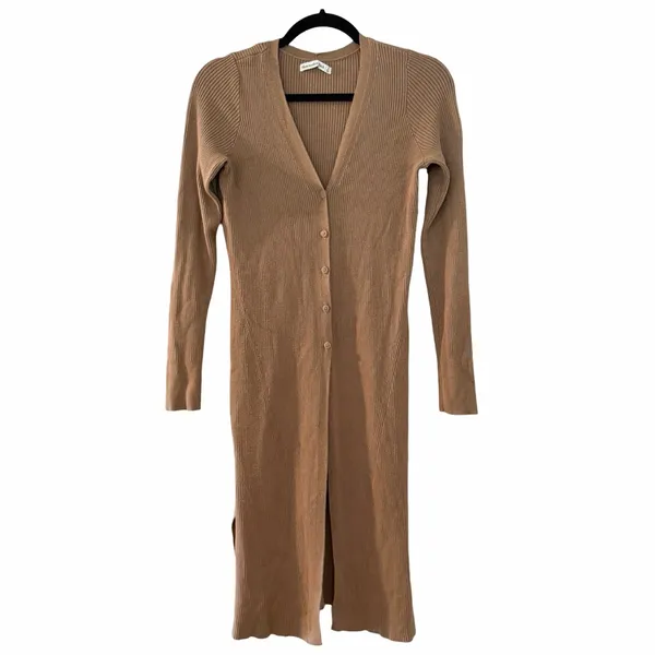 ABERCROMBIE Ribbed Long Sleeve Button Down Shirt Dress Sz M - Image 3