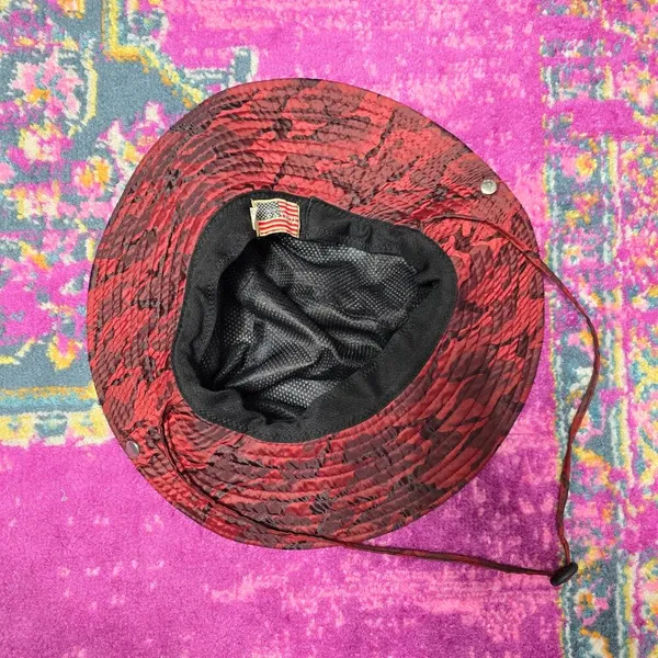 American Patriot Red Camouflage Fishermen Quick Drying Sports Outdoor Bucket Hat - Image 4