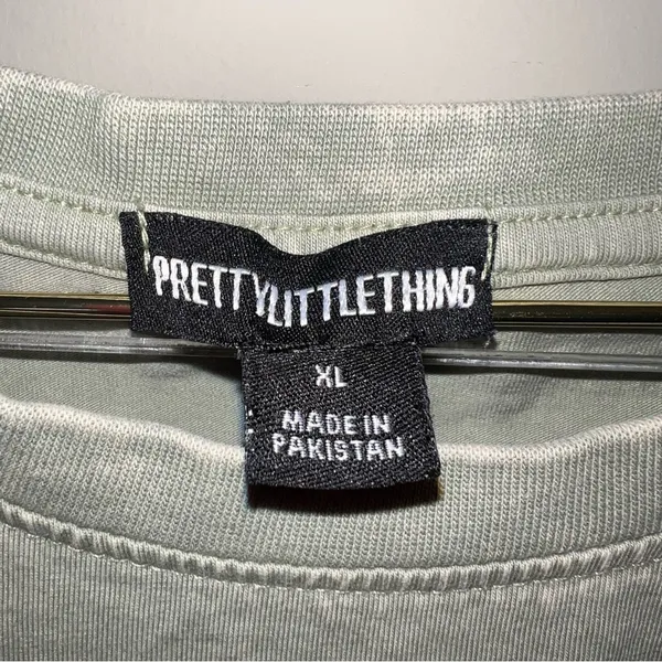 PrettyLittleThing‎ PLT Acid Wash Sage Green Tee Shirt XL - Image 5