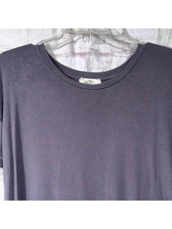 Rebel Society Black Rolled Sleeve High Low Top Women’s Casual Tee Medium - Image 2