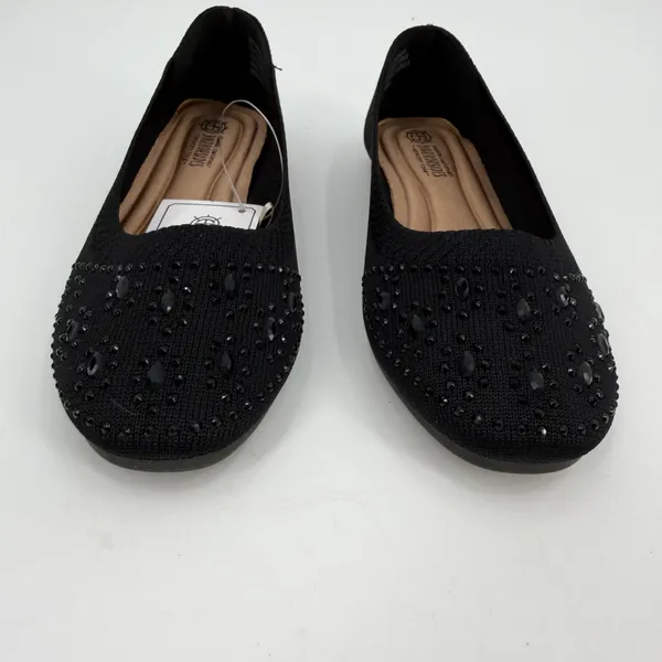Harborsides Flats Womens 6W Wide Black Studded NANNIE Ballet Slip On Memory Foam - Image 3
