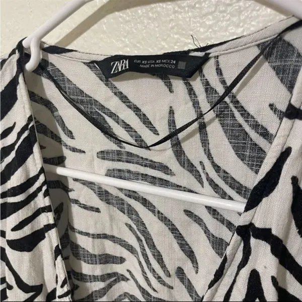 ZARA Wrap‎ Dress Animal Zebra Print Black & White xs - Image 7