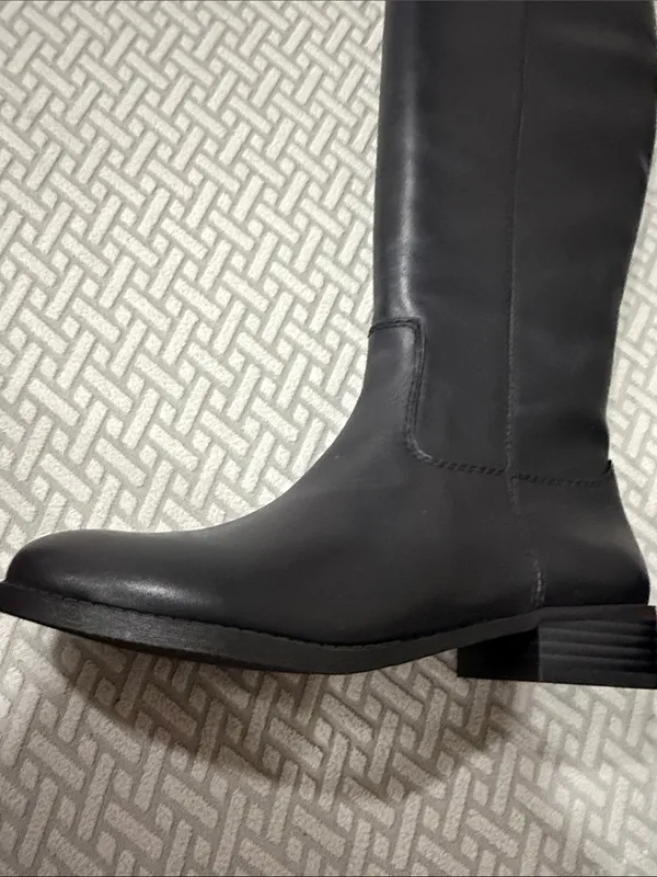 INC International Concepts Womens Fawne Tall Leather Boot Black 7.5 - Image 6