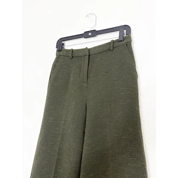 L’agence Pilar Tweed Wide Leg Pants Size 2 Green Textured Chic Quiet Luxury - Image 7