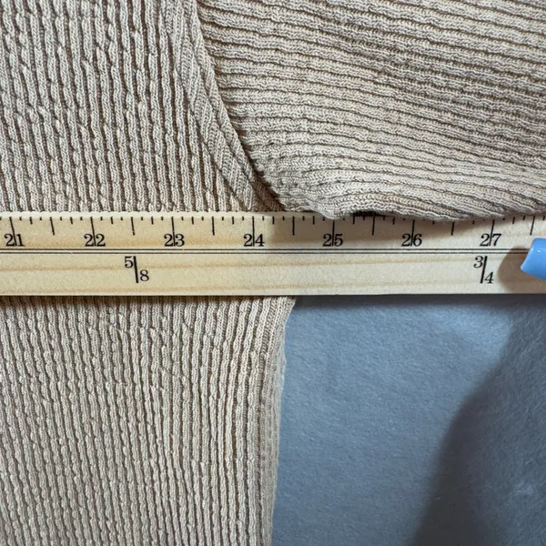 327 | Aerie Women Medium Oversized V-Neck Waffle Knit‎ Thermal Sweater Tan - Image 4