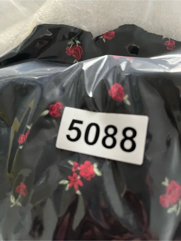 Forever 21 Black Rose Print White Collar Mini Dress Small Cottagecore Romantic Going Out - Image 6