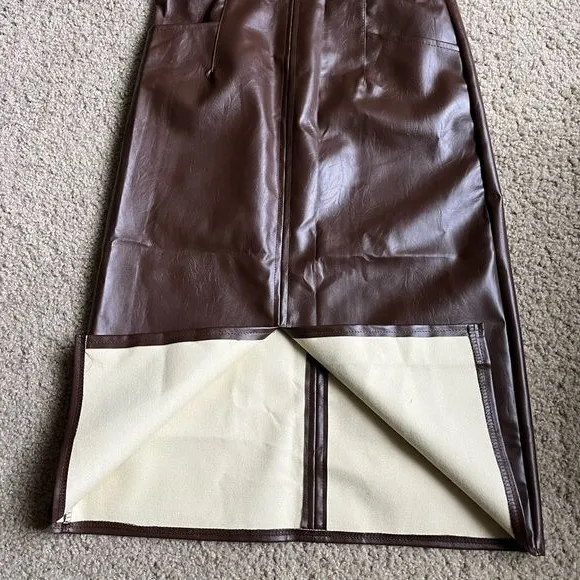 PU Leather Skirts for Women High‎ Waist Fall Straight Elegant Split Midi Skirts - Image 5