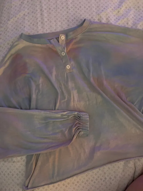 Pink & Blue Tie-Dye LS Pajama/Lounge Shirt - Image 3