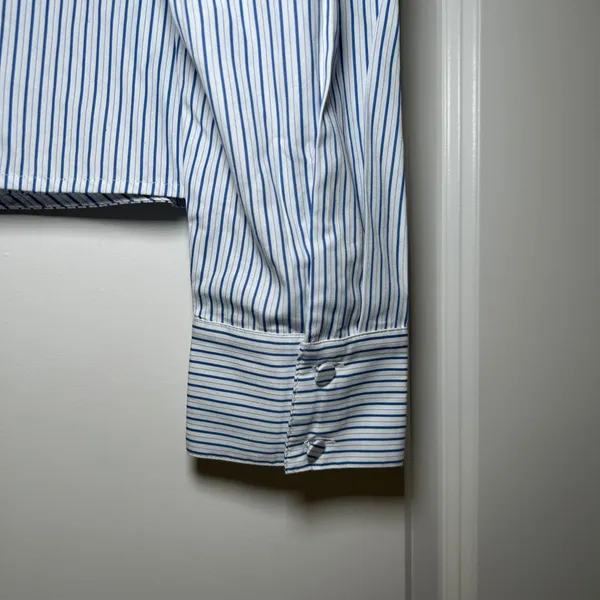 NWT Madewell Puff-Sleeve Button-Up Shirt blue white striped women's s nautical - Image 9