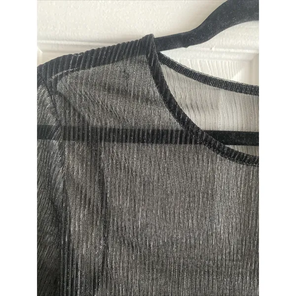 Blashe Pleated Metallic Mesh Top Womens Size S Black Sheer Shimmer Y2K‎ Edgy - Image 3