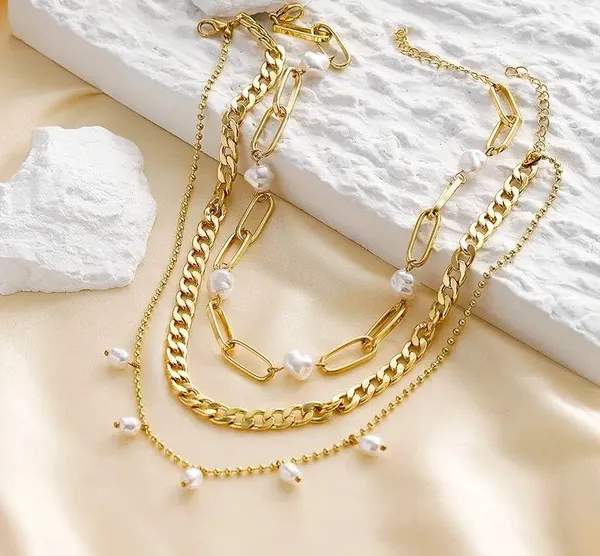 Gold plated your boss pearl layered necklace - Image 4