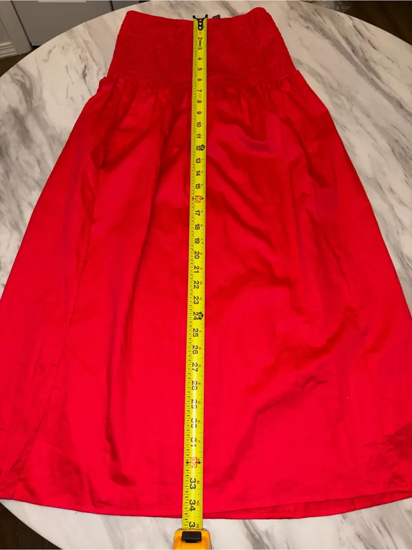 NWOT Wild Fable Red Smocked Maxi Skirt Side Slit Boho Summer XS - Image 7