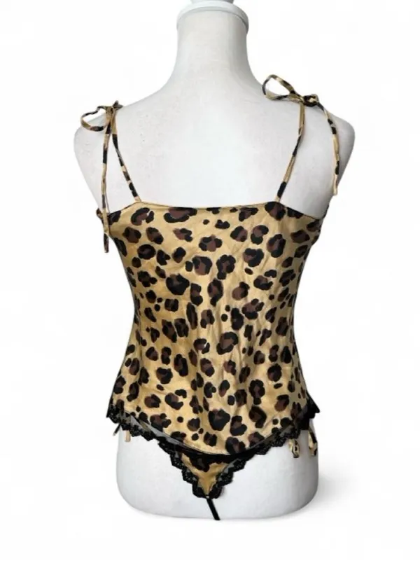 Vintage Silk Leopard Lingerie Set - Image 3