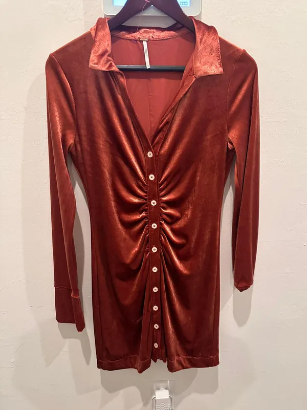 Shayla Velour Mini Dress In Copper Sz S - Image 2