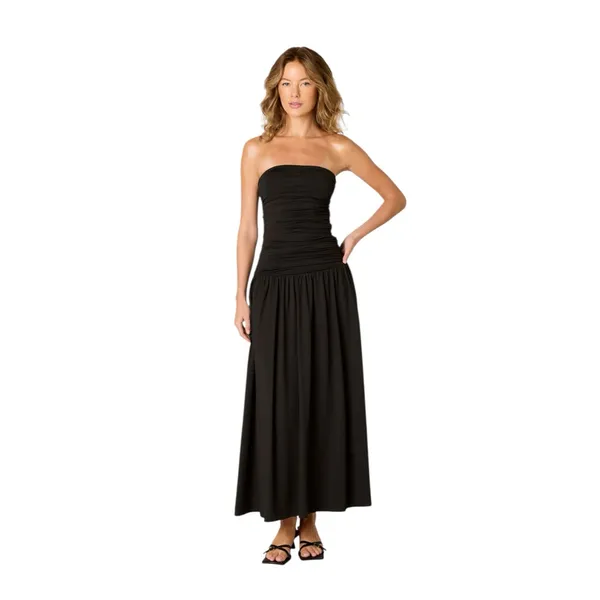 NIA Santal Revolve Black Strapless Midi Dress - Image 3