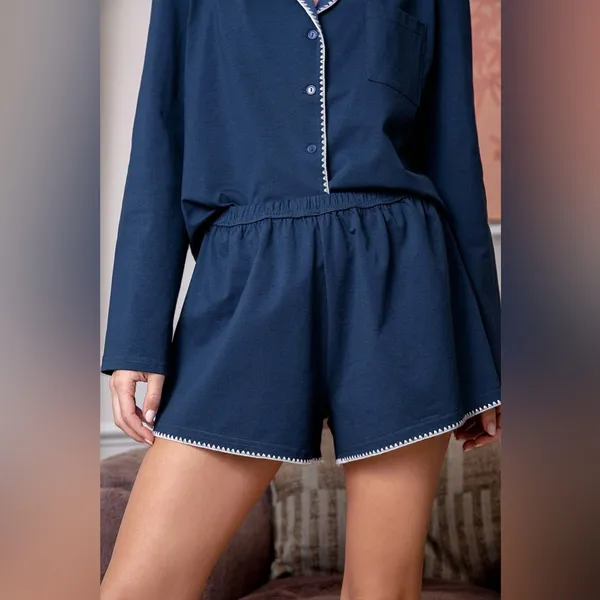 Lulus Get Some Rest Navy Blue Two-Piece Pajama Set - Image 3