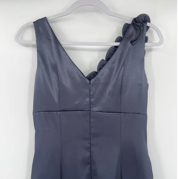 Betsy & Adam Satin Cocktail Dress Sz 6 Y2K Mob Wife USA Rosette Ruched Wedding - Image 6