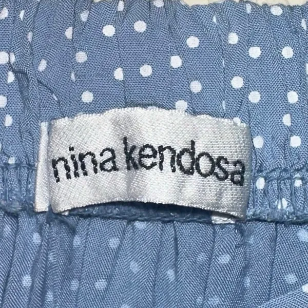 Nina Kendosa Paris‎ Blue Polka Dot Wrap Skirt Medium Ruffle Midi French Style - Image 3