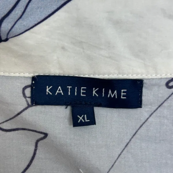 Katie Kime Pajama Top Sz XL Blue 100% Cotton Banana Leaf Tropical Chic‎ Coastal - Image 4