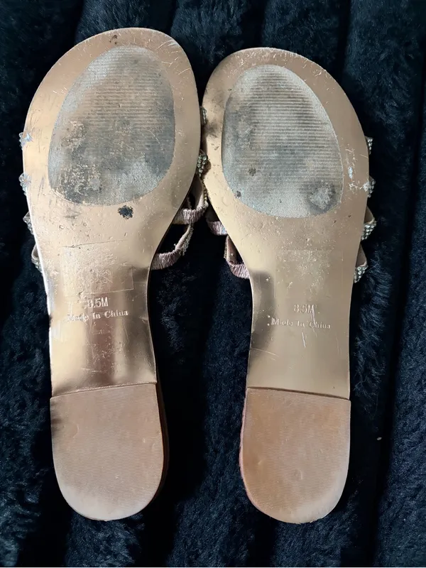 Steve Madden Nude/Tan Rhinestone Slide Sandals - Image 5