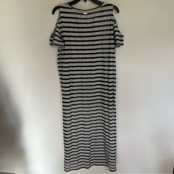 Calvin‎ Klein Swimwear Grey Black Striped Cold Shoulder Maxi Dress Cover Up L/XL - Image 9