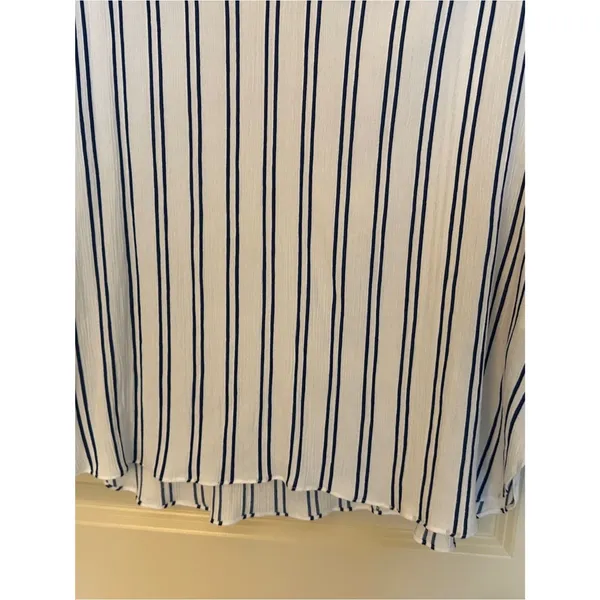 Michael Kors White and Navy Vertical Stripe V-Neck Tunic Women's Sz Large - Image 4