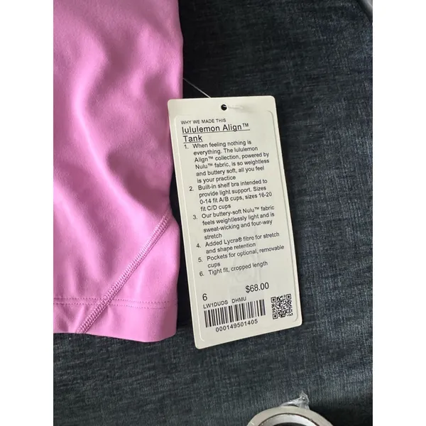 Lululemon Align Tank Size 6 NWT Pink Lilac B1 - Image 2