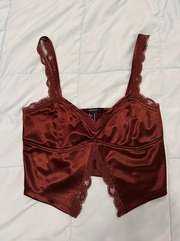 Forever 21 Brown Satin Tank Top - Image 2