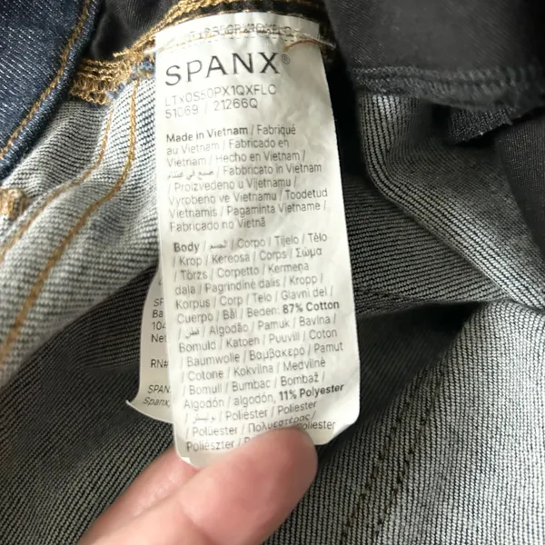 Spanx Flare Jeans Cotton Blend Dark Wash High Rise Tummy Control Size XL - Image 6