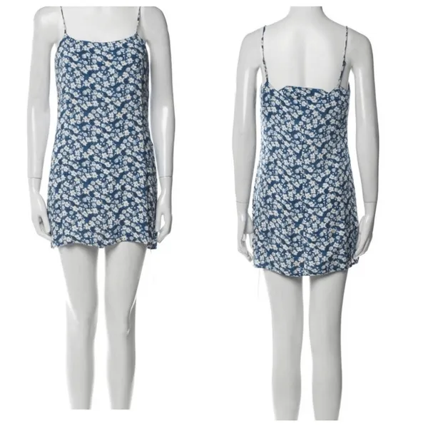 Reformation Floral Mini Dress Blue - Image 2